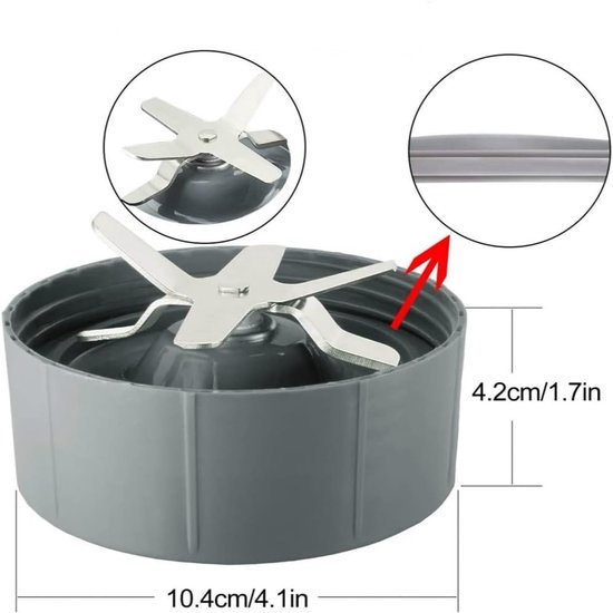 Vervangende Extractormes voor Blender, RVS Blender Messen 600W/900W, Onderdeel met Rubberafdichting en Hoge Kwaliteit