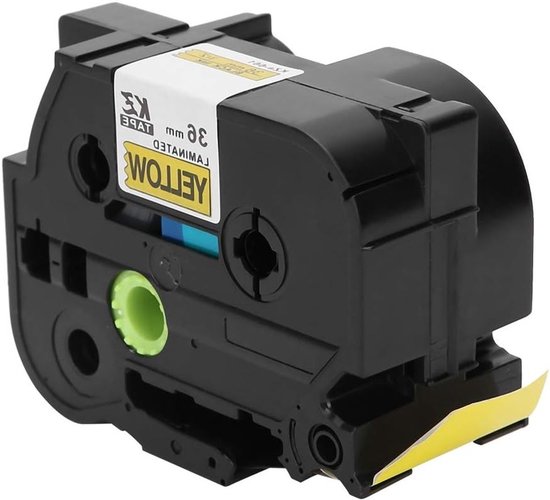 Vervangende Label Tape 36mm Wit voor P Touch Labelmachines - Geschikt voor PT 9700PC, PT 3600 en PT 9200 - Laminated en Duurzaam met Zwart op Gele Achtergrond van Merkloos