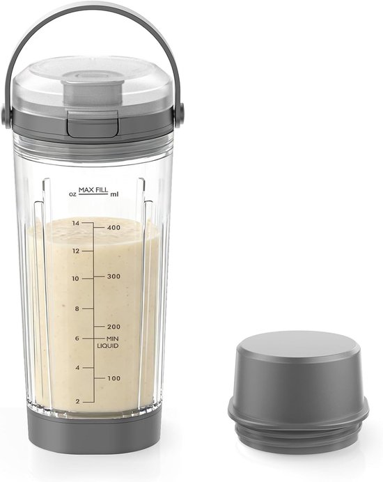 Vervangende Mengbeker voor Draagbare Blender, Inclusief Drinkdeksel met Handvat, Geschikt voor Ninja BC151NV BC151CR BC100 Series - Ideaal voor Smoothies en Shakes
