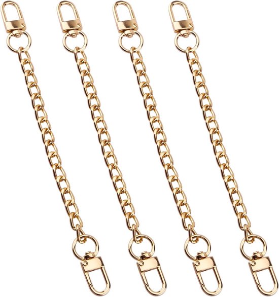 Vervangingsset van 4 Stuks Korte Tas Ketting met Metalen Gesp voor Handtasuitbreiding - Goudkleurig, 7.68 Inch van Merkloos