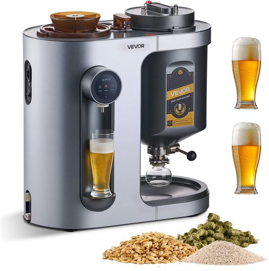 VEVOR Automatisch Bierbrouwsysteem 13 L, 1500 W Bierbrouwmachine, Alles-in-één Thuisbrouwsysteem met Maisch- en Kookinrichting, Binnentank van 304 Roestvrij Staal, Zelf Bier Brouwen van Merkloos
