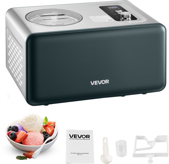 VEVOR Automatische Ijsmachine met Ingebouwde Compressor, Geen Voorvriezen, 1,5 Liter van Merkloos