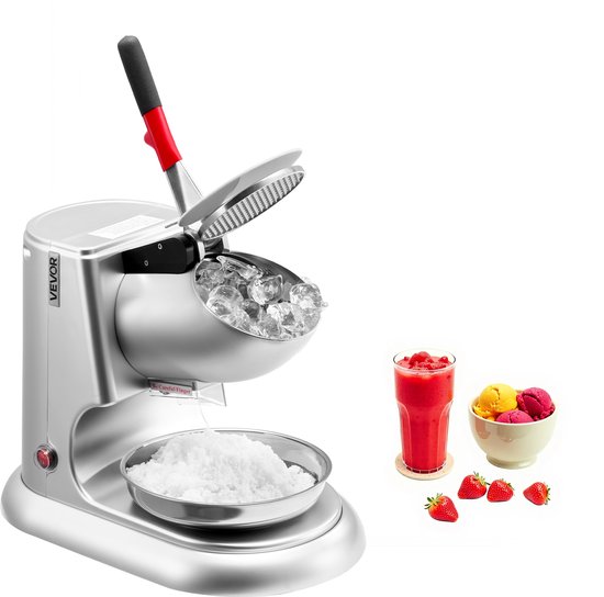 VEVOR Commerciële IJscrusher 100 kg/u Sneeuwkegelmaker Elektrisch Zilverkleurig van Vevor
