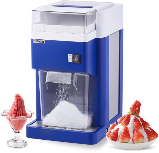 VEVOR CommerciëLe Ijscrusher, 1,8 Liter Inhoud, Fijn en Luchtig Ijs Met 300w Motor en Roestvrijstalen Messen, CommerciëLe Ijscrusher voor Dessertwinkels, Familiebijeenkomsten, Restaurants, Blauw van Merkloos