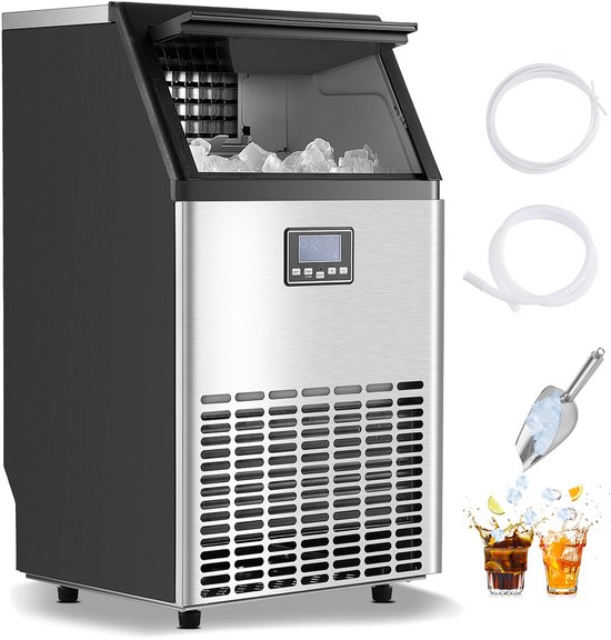 VEVOR Commerciële ijsmachine 54,43 kg/dag LED-display Restaurant van Merkloos