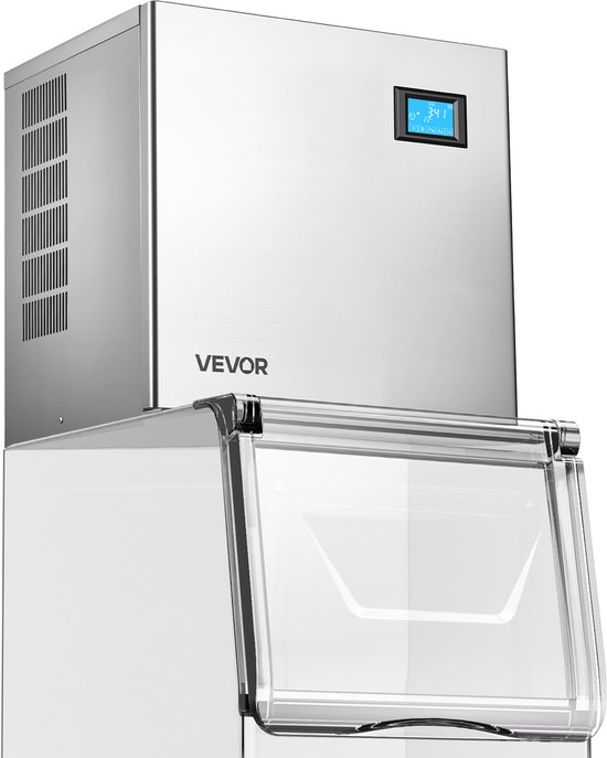 VEVOR CommerciëLe Ijsmachine Processorkop 163 Kg/Dag, Roestvrij Staal, Met Zelfreinigende Functie, Ijsblokjeslade voor 156 Blokjes, Instelbare Ijsblokjesdikte, voor Restaurants, Bars, CaféS, Hotels (Alleen De Kop) van Merkloos