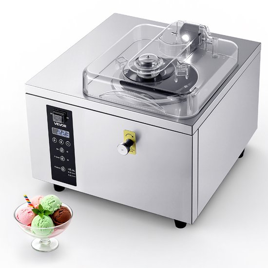 VEVOR CommerciëLe Ijsmachine voor Gelato 500 W, 5 L/U, Ijsmachine met 2,8 L Roestvrijstalen Cilinder (304) & Zelfreinigend Led-Bedieningspaneel & Hoge Productiviteit voor Snackbars en Restaurants van Merkloos