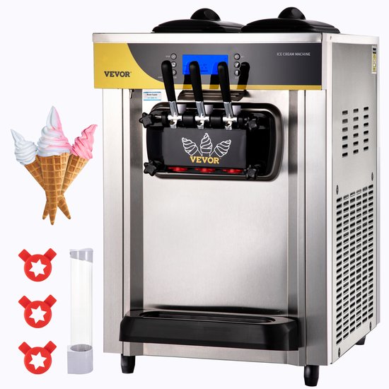 VEVOR Commerciële Softijsmachine IJsmaker IJs 3 Smaken 22-30L/H van Merkloos
