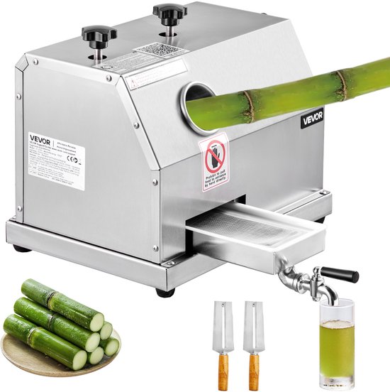 VEVOR Commerciële Suikerrietpers, 110 Lbs/U Zware Suikerrietpersmachine met 3 Roestvrijstalen Rollen, 2,4" Grote Inlaat, Handmatige Suikerrietpers voor Thuis/Commercieel