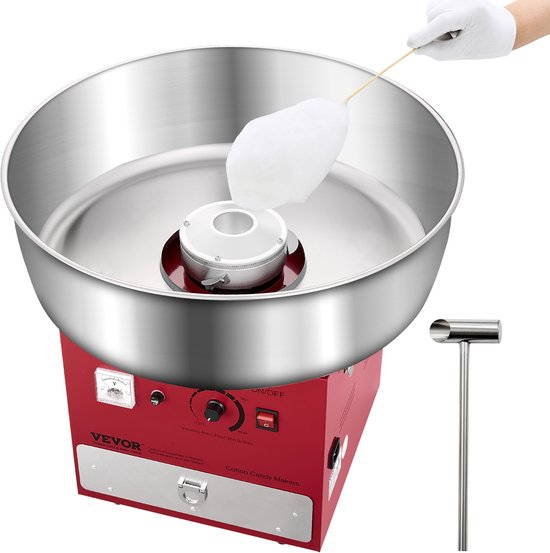 VEVOR Commerciële Suikerspinmachine 1000W Feest Suikerspinmaker Rood