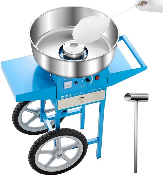 VEVOR Commerciële Suikerspinmachine met Kar 1000W Blauw