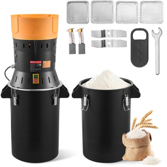 VEVOR Elektrische Graanmolen 25 Liter, Specerijenmolen 600 W, Specerijenmolen met Gegalvaniseerde en Scherpe Messen, Verpulveraar voor Droge Granen, Specerijen, Muesli, Koffie, Maïs 390x320x815 Mm van Merkloos