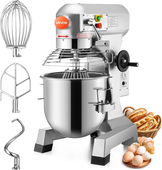 VEVOR Elektrische Voedselmixer, 30 L Voedsel Tribunemixer, 1100 W 220 V Elektrische Deegmixermaker, 3 Snelheden Verstelbare Mixermolen, CommerciëLe Keukenmixer voor Commercieel Gebruik In de Keuken van Merkloos