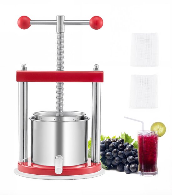 VEVOR Fruitwijnpers Handmatige Pers Wijnmaken 1,65l Rvs Fruitmolen van Merkloos