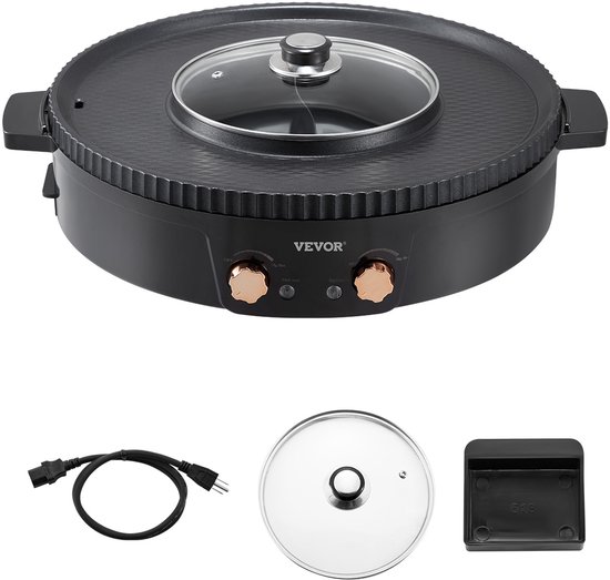 VEVOR Hot Pot met Grill 1800W 2-in-1 Elektrische Rookloze Grill BBQ-Grill
