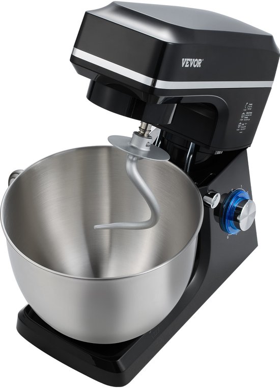 VEVOR Keukenmachine Elektrische Deegmixer 7,84L 1400W Zwart Standmixer van Merkloos