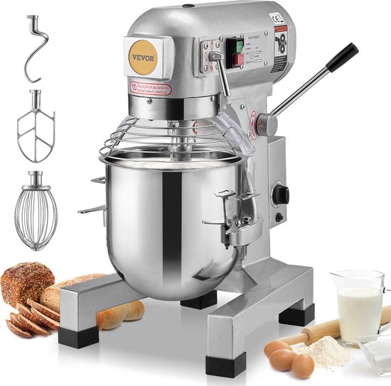 VEVOR Keukenmachine Standmixer 550w Kneedmachine 10 L Deegmixer Mixer van Merkloos
