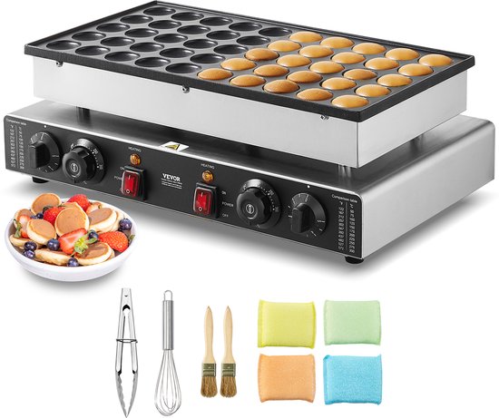 VEVOR Mini Pannenkoekenmachine Nederlandse Pannenkoekenmaker 50 stuks RVS 1700W