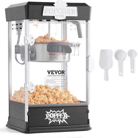 VEVOR Popcornmachine Maker Popcornmachine Tafelpopcornmachine 480W 4oz Zwart
