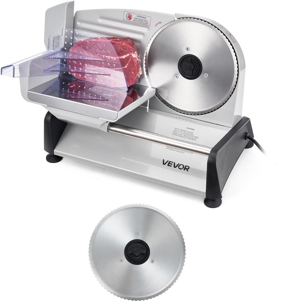 VEVOR Vleessnijmachine, 7,5 Inch 200 W Elektrische Delicatessensnijmachine met Sus420-Mes, Instelbare Dikte Van 0-0,6 Inch, Etl-Gecertificeerde Huishoudelijke Voedsel-Snijmachine voor Vlees, Ham, Stokbrood, Biefstuk