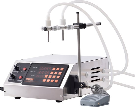 VEVOR Vulmachine Dubbel Mondstuk met Onafhankelijke Vulkanalen Vloeistofvulmachine 3,7 L/Min Flessenvulmachine 34 X 26 X 14 cm Pastavulmachine Roestvrijstalen Vulmachine Wijnmelk Etc van Merkloos