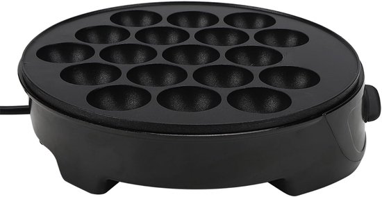 VH Supplies® Poffertjespan Electrisch - Poffertjesmaker - Poffertjespan - Voor 18 Poffertjes - Antiaanbaklaag - Zwart - 23 x 23 x 7 cm
