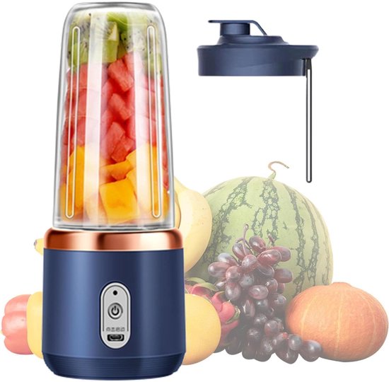 VHV Blender - Draagbare Blender - Mini Blender On The Go - Oplaadbaar - 400ML - Blauw