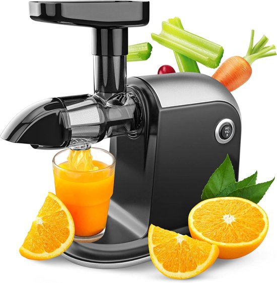 VIN® Sapcentrifuges Groenten en Fruit – Slowjuicer Universeel Gebruik – Juicer Vaatwasser Bestendig – Zwart – Inclusief Reinigingsborstel & EBook van Merkloos