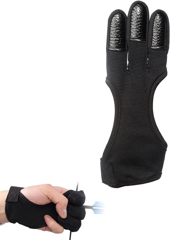 Vingerhandschoenen voor boogschieten in traditioneel design met bescherming voor compoundbogen. van Merkloos