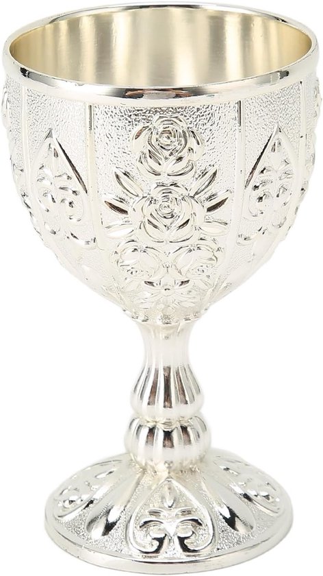 Vintage Gegraveerde Wijnbeker - Middeleeuwse Chalice voor Thuis en Bar, Handgemaakt, Klein Formaat, Ideaal voor Wijnliefhebbers