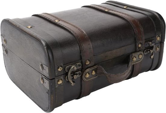 Vintage Koffer als Decoratie voor Fotografie, Huwelijk en Verjaardag - Houten Opbergdoos, 9.4x6.8x4.7in, Unieke Accessoires voor Feestjes en Evenementen