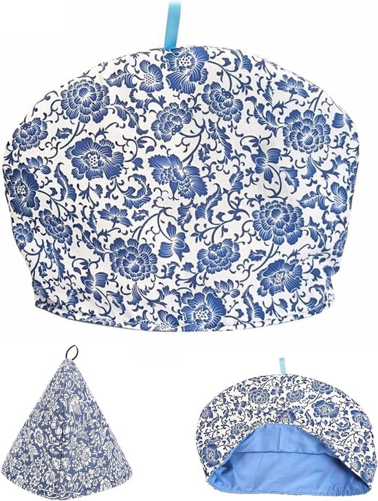 Vintage Theepot Warmhouder van Katoen, Thee Cozy Decoratie voor Huishoudens, Perfect als Cadeau voor Moeders en Vriendinnen (Blauw)