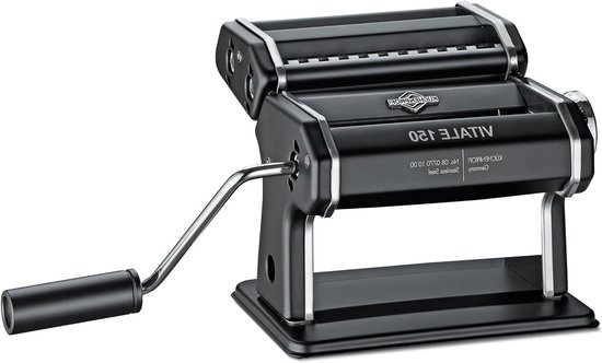Vitale Manual Pasta Machine - Powder-Coated Stainless Steel Aluminium - Includes Large Table Clamp, 7 Dough Thicknesses, 3 Attachments van Vitale