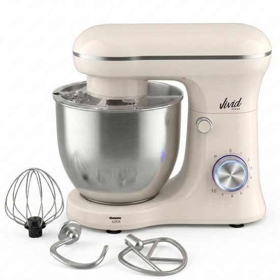 Vivid Green 1500W Keukenmachine - Keukenrobot - 5L - Keukenmixer - Mixer met Mengkom - Creme van Merkloos
