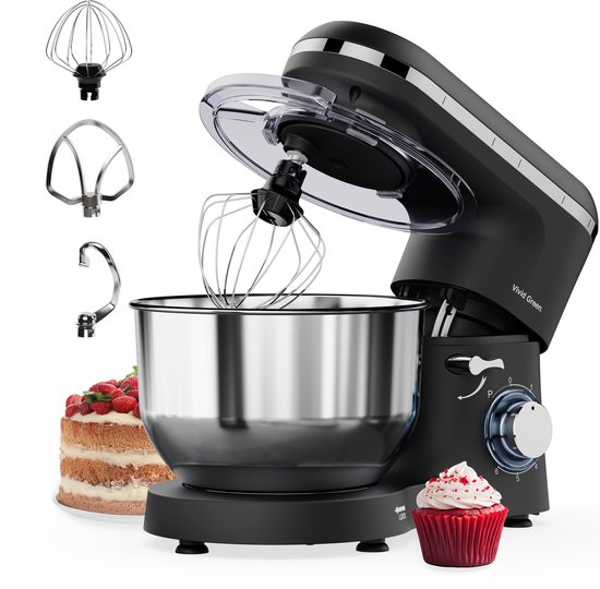Vivid Green 2000W Keukenmachine - Keukenrobot - 6.2L - Keukenmixer - Mixer met Mengkom - Matzwart van Merkloos