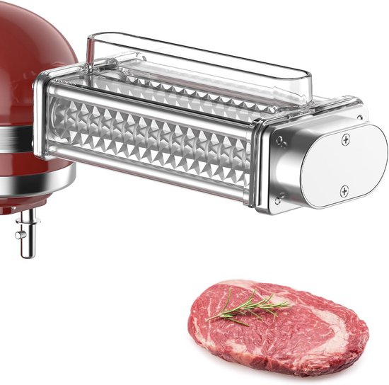 Vleesmalser Accessoire voor KitchenAid – Meat Tenderizer Opzetstuk – Roestvrij Staal – Geschikt voor Alle KitchenAid Standmixers van Merkloos