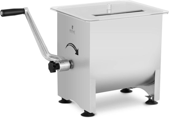 Vleesmixer - Keukenmixer - Mengen en marineren - Handmatige aandrijving - 16 Liter - Zilver
