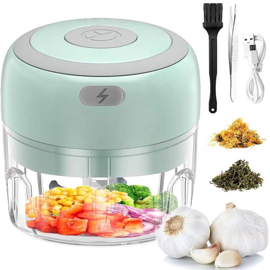 Vleesmolen electrisch - Knoflook hakker - Multihakker - TENZHVXI® - Compact - USB oplaadbare - 100 ml - Groen