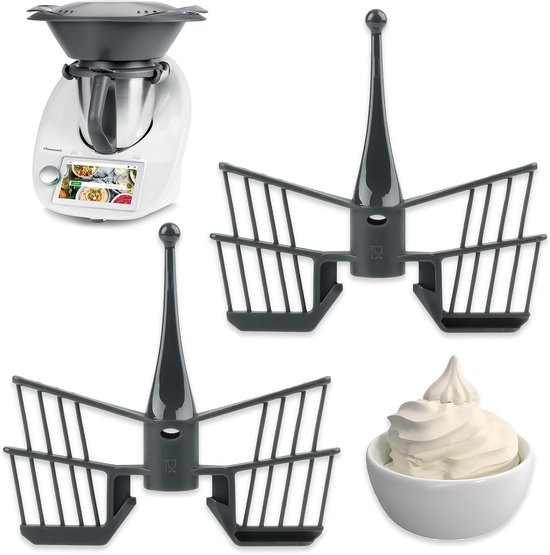 Vlinder Roerhulpstuk - Keukenmachine Accessoires - Klonteren Voorkomen - Installatie Met Een Klik - 2 Stuks 14.5cm - Grijs