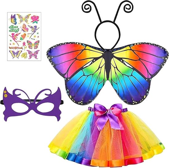 Vlindervleugels kostuum voor kinderen - tule rok meisje - cape jongen en meisje - prinses cosplay - verkleden - feest - gastgeschenken van Floepz.