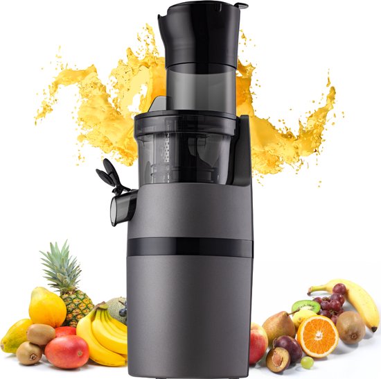 V&M Healthy Slowjuicer - 800 ml sapbeker - BPA vrij - Brede XL 78mm invoer - Antraciet van V&M