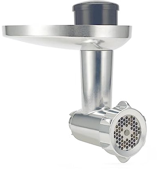 Voedselmolen Opzetstuk - Keukenmachine Accessoire - Zelf Gehakt Maken - Inclusief Worstenmaker - 3 Stalen Schijven - Zilver