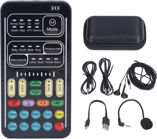 Voice Changer, Handheld Bluetooth Voice Disguiser met Meerdere Geluidseffecten, Voice Instelbare, Mini Gaming Live-geluidskaart voor Switch/PC/Phone(gelijkstroom 5V)