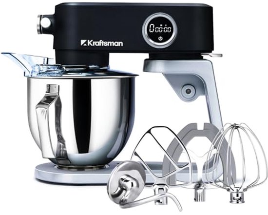 Volledig metalen keukenmachine met 8 snelheden en timerfunctie - ideaal voor elke baksessie