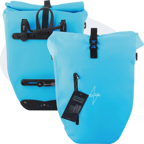 Voltano Luxe Fietstas 28L - Enkele Pakaftas - Gletsjer Blauw - 100% Waterdicht - Gratis Schouderband van Voltano