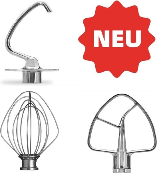 Voor KitchenAid 5KSM5th3PsSS Keukenmachines Accessoire-set gemaakt van roestvrij staal, volledig gemaakt van roestvrij staal en vaatwasser-veilige van Merkloos