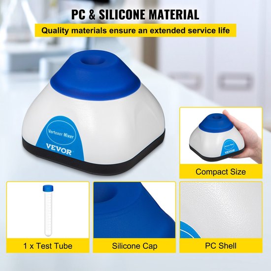 Vortex Mixer - Laboratorium Mixer - Nagellak Schudder - Vortex Shaker - 3000RPM - Incl. Reageerbuisje - Blauw van InnovaGoods