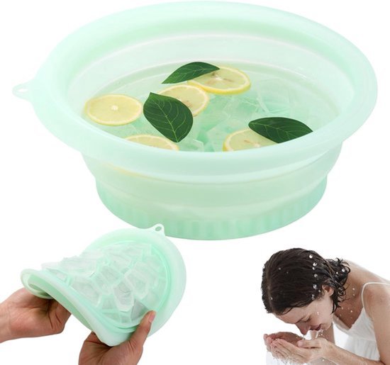 Vouwbare Gezichts Kom voor IJsbad, 26x23x10cm Silicone, Herbruikbare Koude Dompelbak, Praktisch Accessoire voor Thuis en Reizen (Groen)
