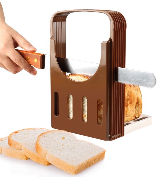 Vouwbare Handmatige Broodsnijder - Verstelbare 5 Laags Snijder voor Huisgemaakt Brood - Sandwiches - Ham - Kaas