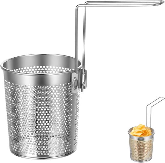 Vouwbare Pastamaker van RVS met Handvat, Inclusief Pastabasket en Zeef voor Pasta, Dumplings en Groenten, 25 cm van Merkloos